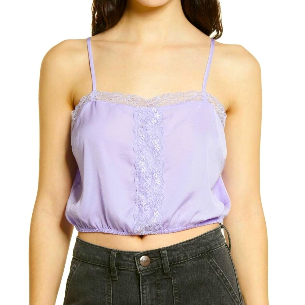 Cropped Purple Satin Lace Cami